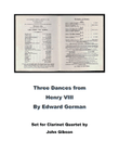 3 Dances from Henry VIII set for Clarinet Quartet
