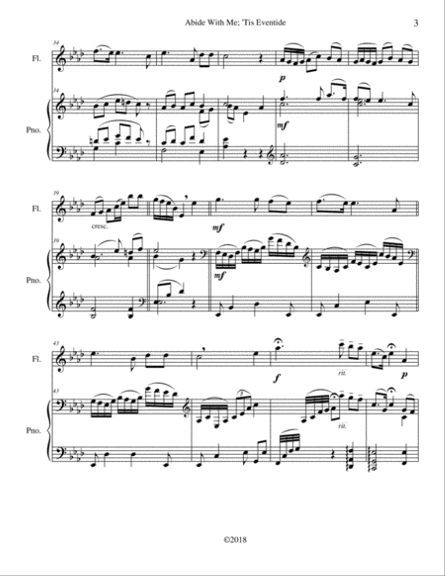 Abide With Me; 'Tis Eventide Flute Solo scores gallery preview page 3