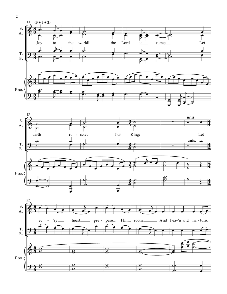 Joy To The World , S.A.T.B & Piano 4-Part scores gallery preview page 2