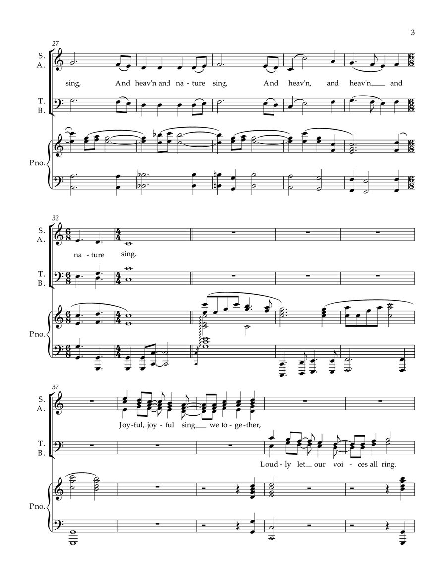 Joy To The World , S.A.T.B & Piano 4-Part scores gallery preview page 3