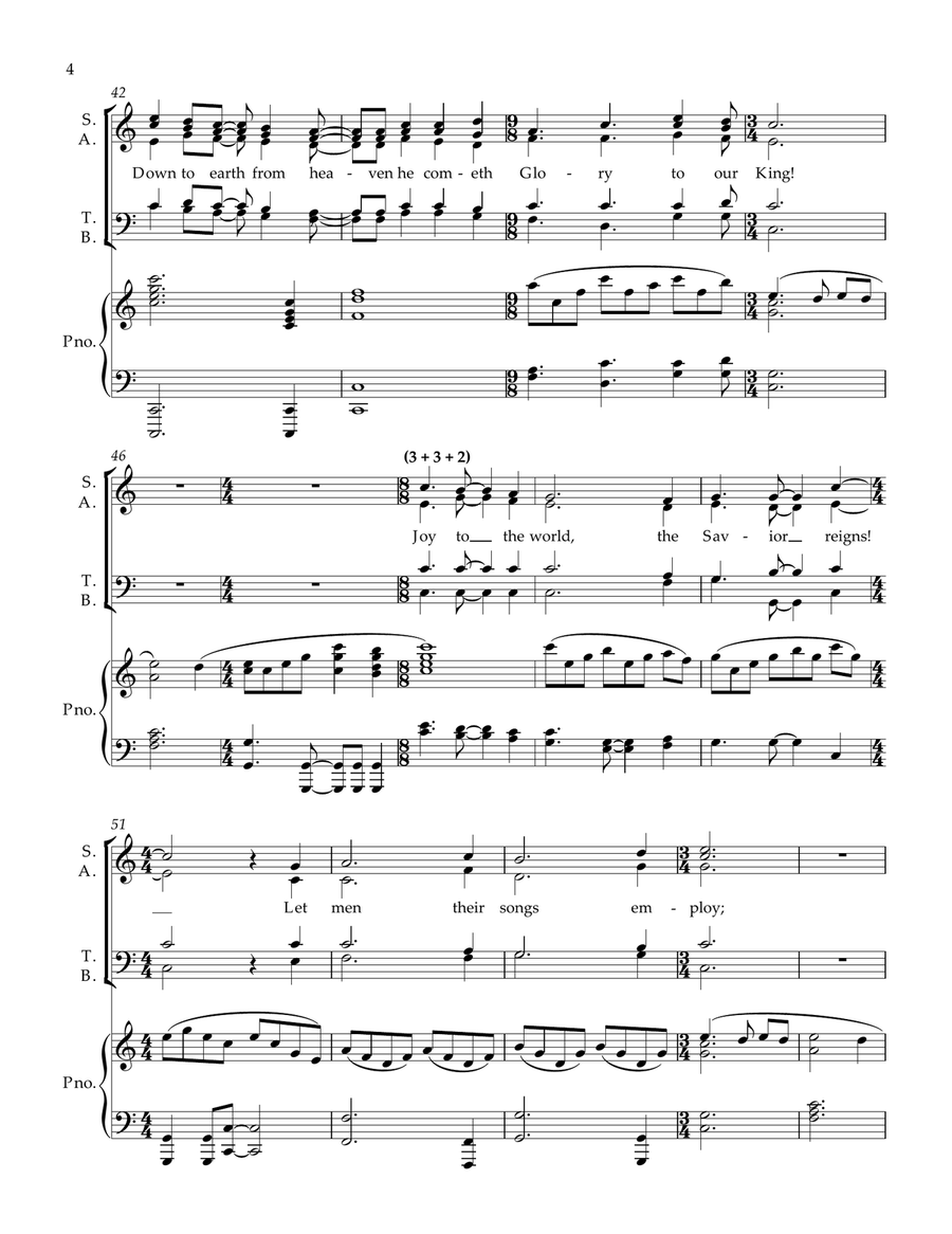 Joy To The World , S.A.T.B & Piano 4-Part scores gallery preview page 4