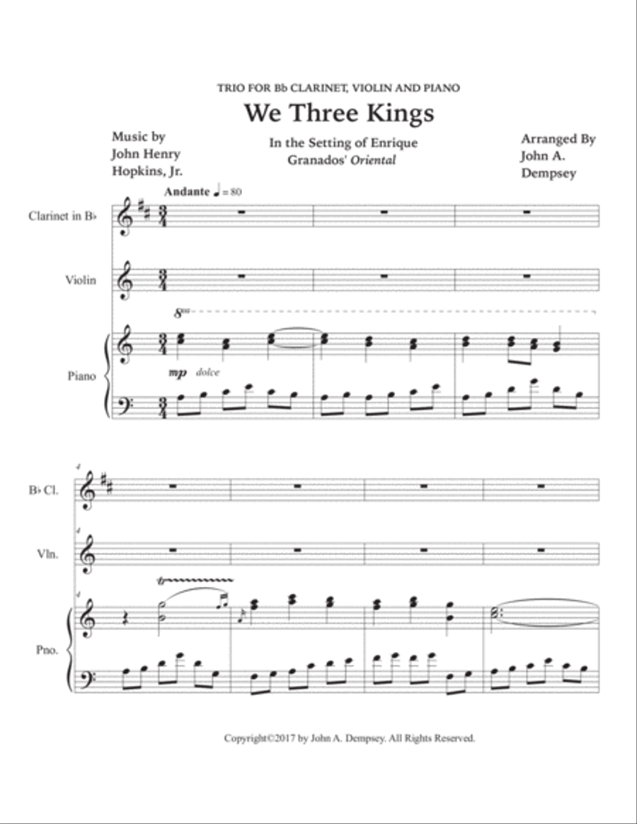 We Three Kings (Trio for Clarinet, Violin and Piano) B-Flat Clarinet scores gallery preview page 5