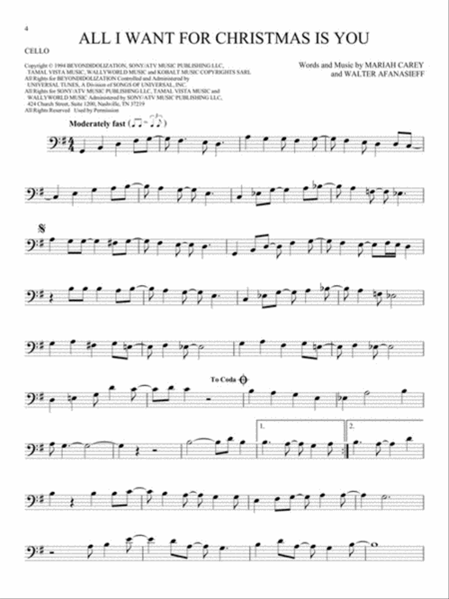 101 Christmas Songs 101 Christmas Songs Cello scores gallery preview page 4