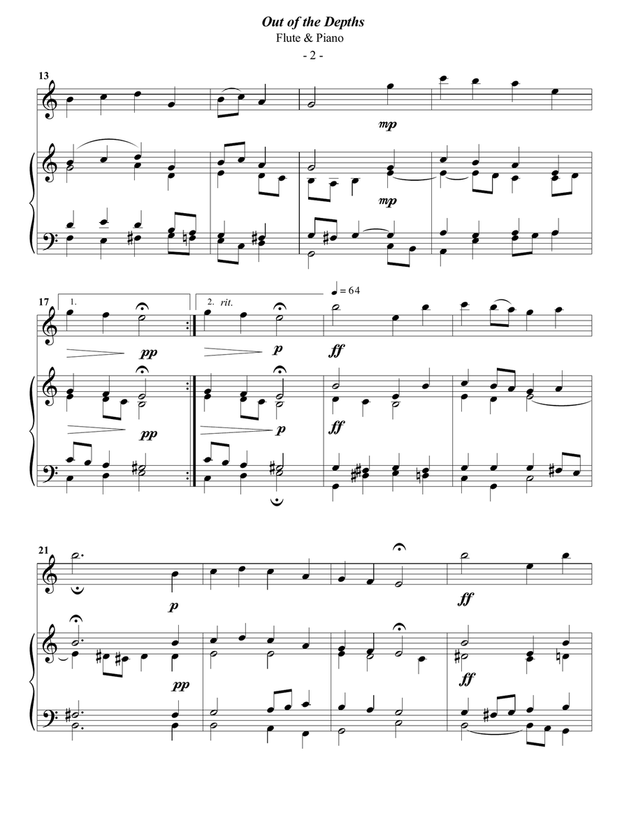 Luther: Out of the Depths for Flute & Piano Flute Solo scores gallery preview page 2