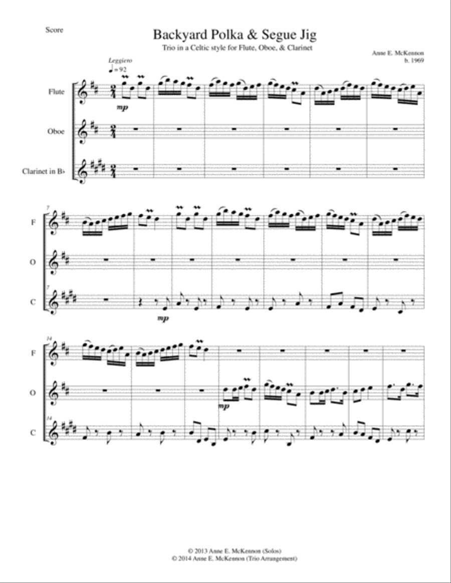 Backyard Polka & Segue Jig Woodwind Trio scores gallery preview page 2