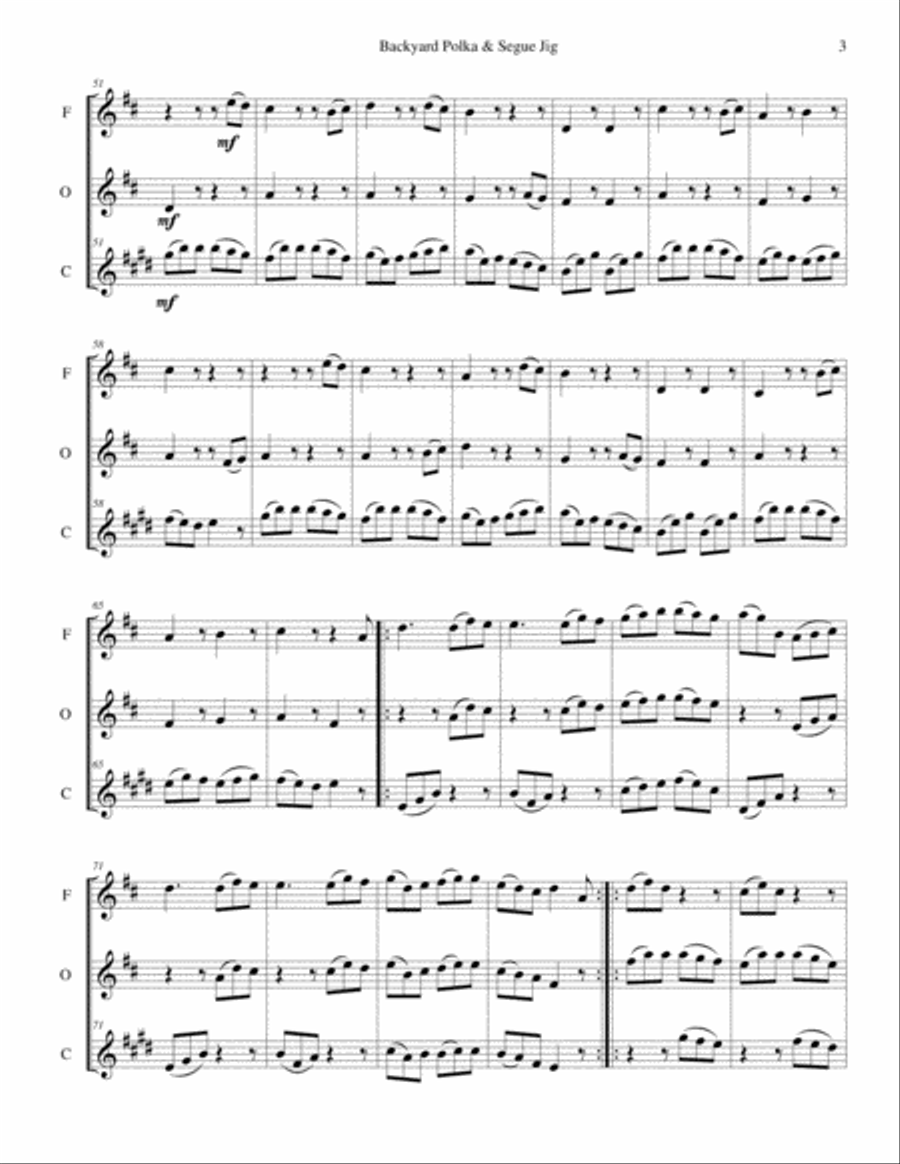Backyard Polka & Segue Jig Woodwind Trio scores gallery preview page 4