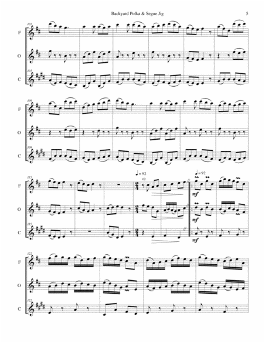 Backyard Polka & Segue Jig Woodwind Trio scores gallery preview page 6