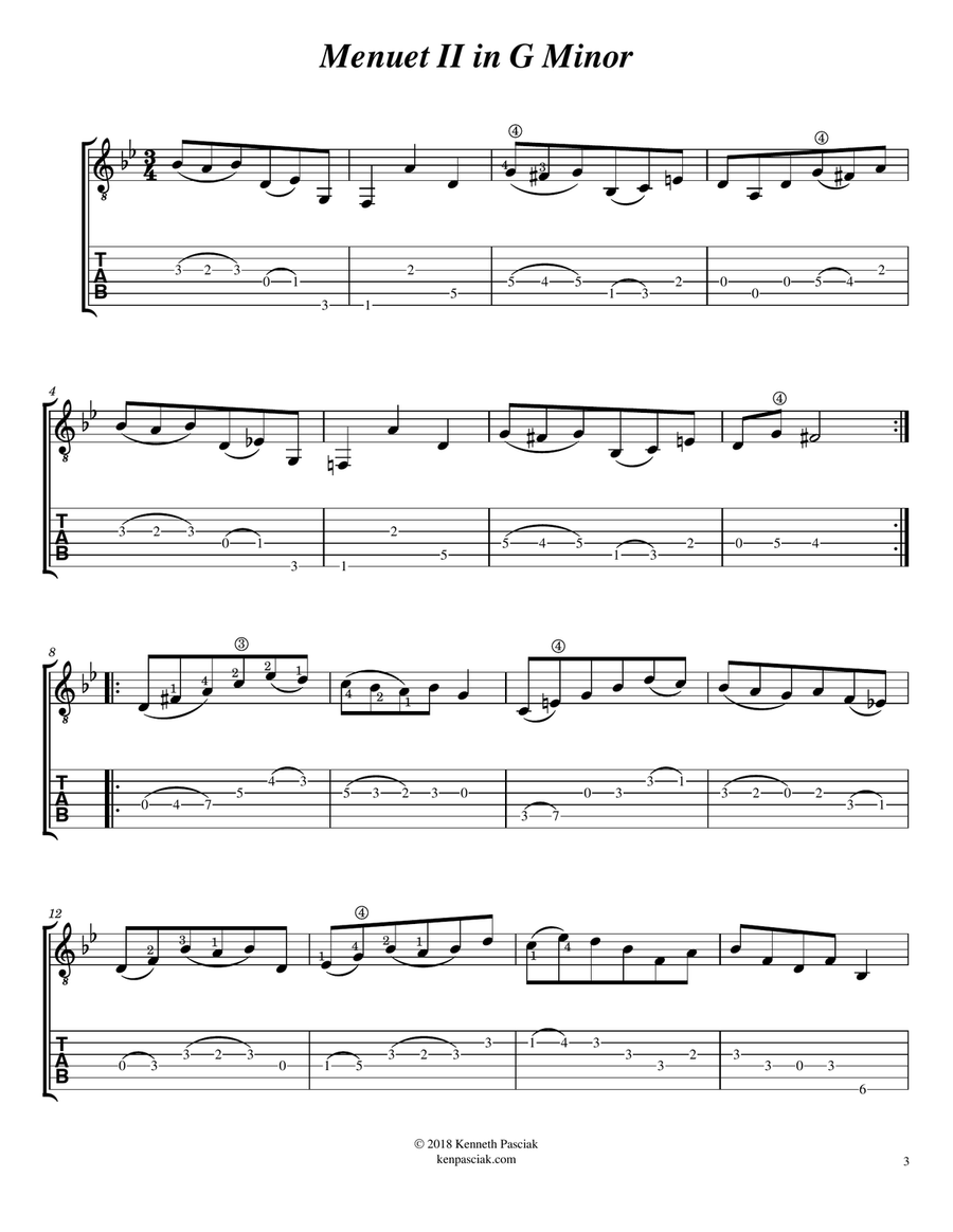 Menuet I and II (BWV 1007) (for Solo Guitar) Menuet I and II (BWV 1007) (for Solo Guitar) Acoustic Guitar scores gallery preview page 5