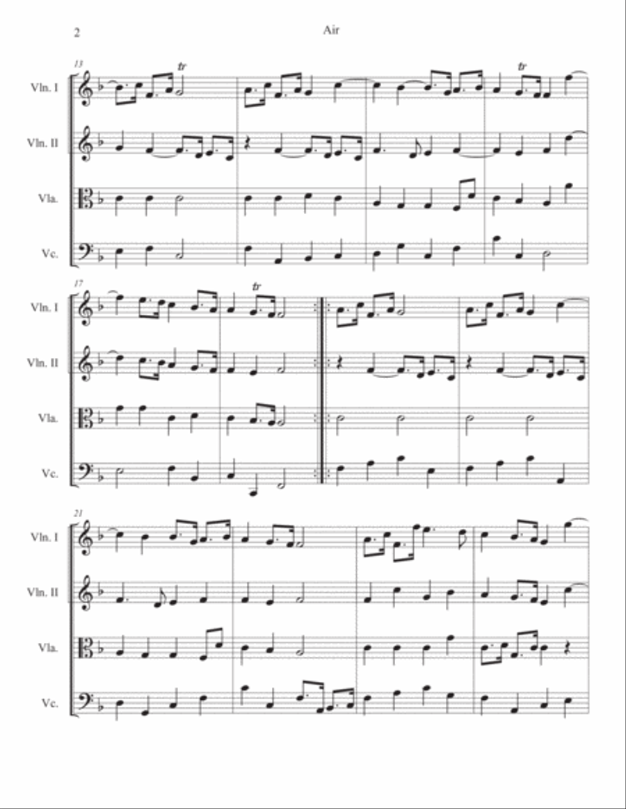 Air from Water Music Suite No.1 in F major String Orchestra scores gallery preview page 3