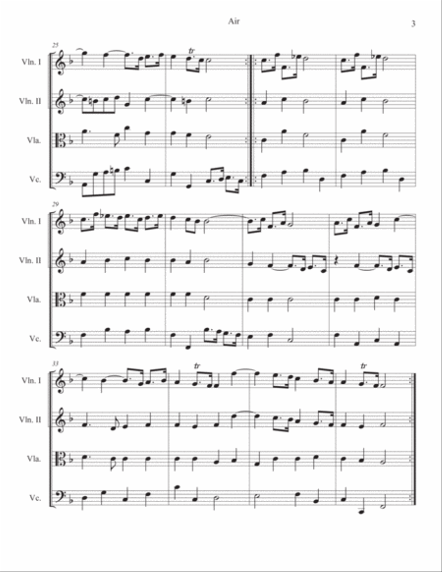 Air from Water Music Suite No.1 in F major String Orchestra scores gallery preview page 4