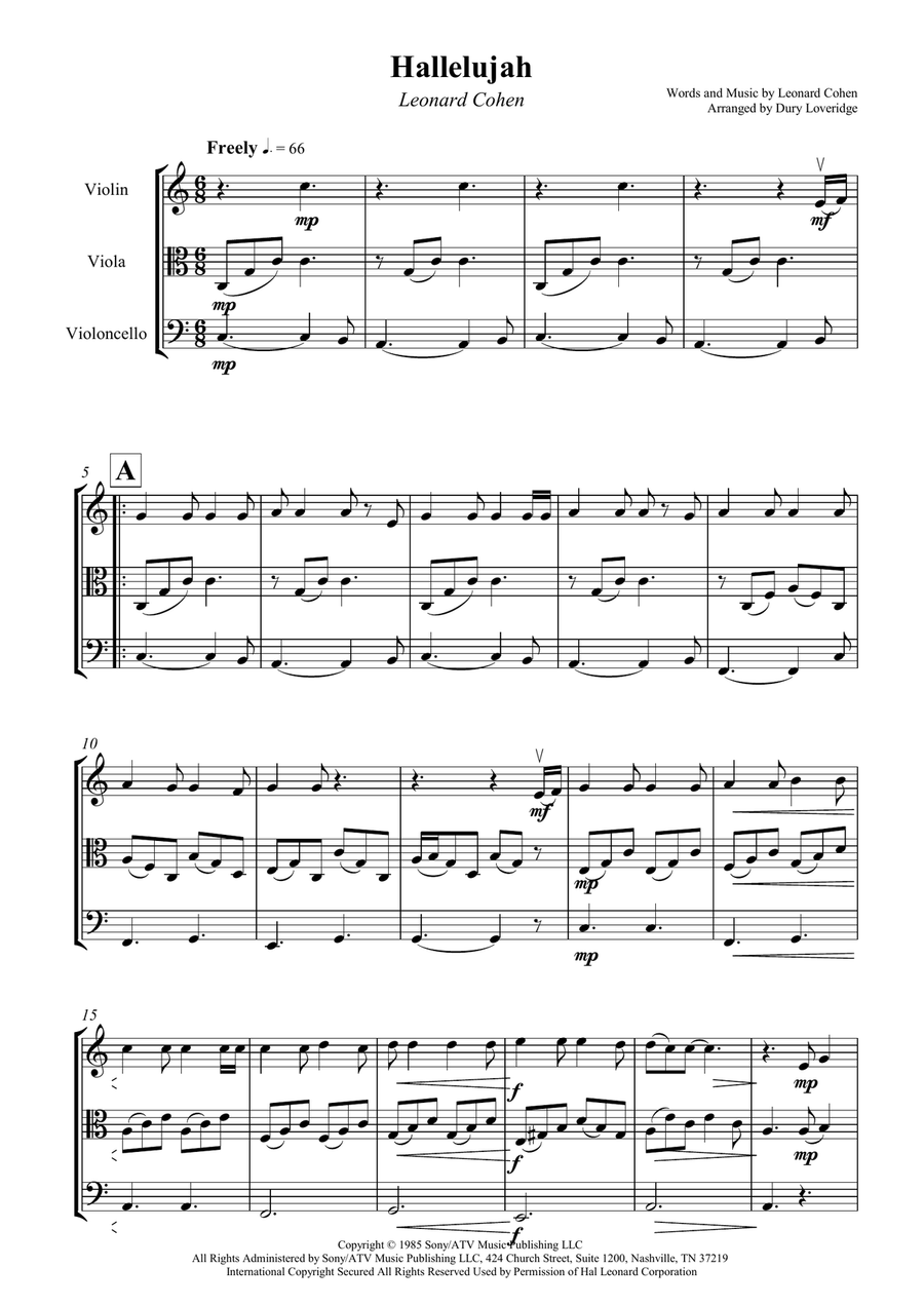 Hallelujah String Trio scores gallery preview page 2