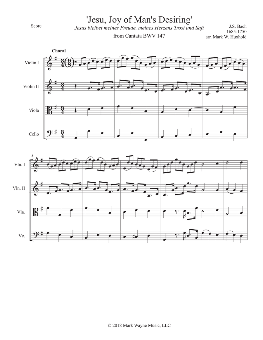 Jesu, Joy of Man's Desiring - Score Only String Orchestra scores gallery preview page 2