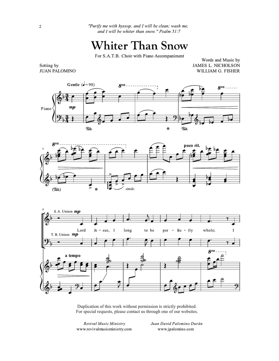 Whiter than Snow - SATB Arrangement 4-Part scores gallery preview page 2