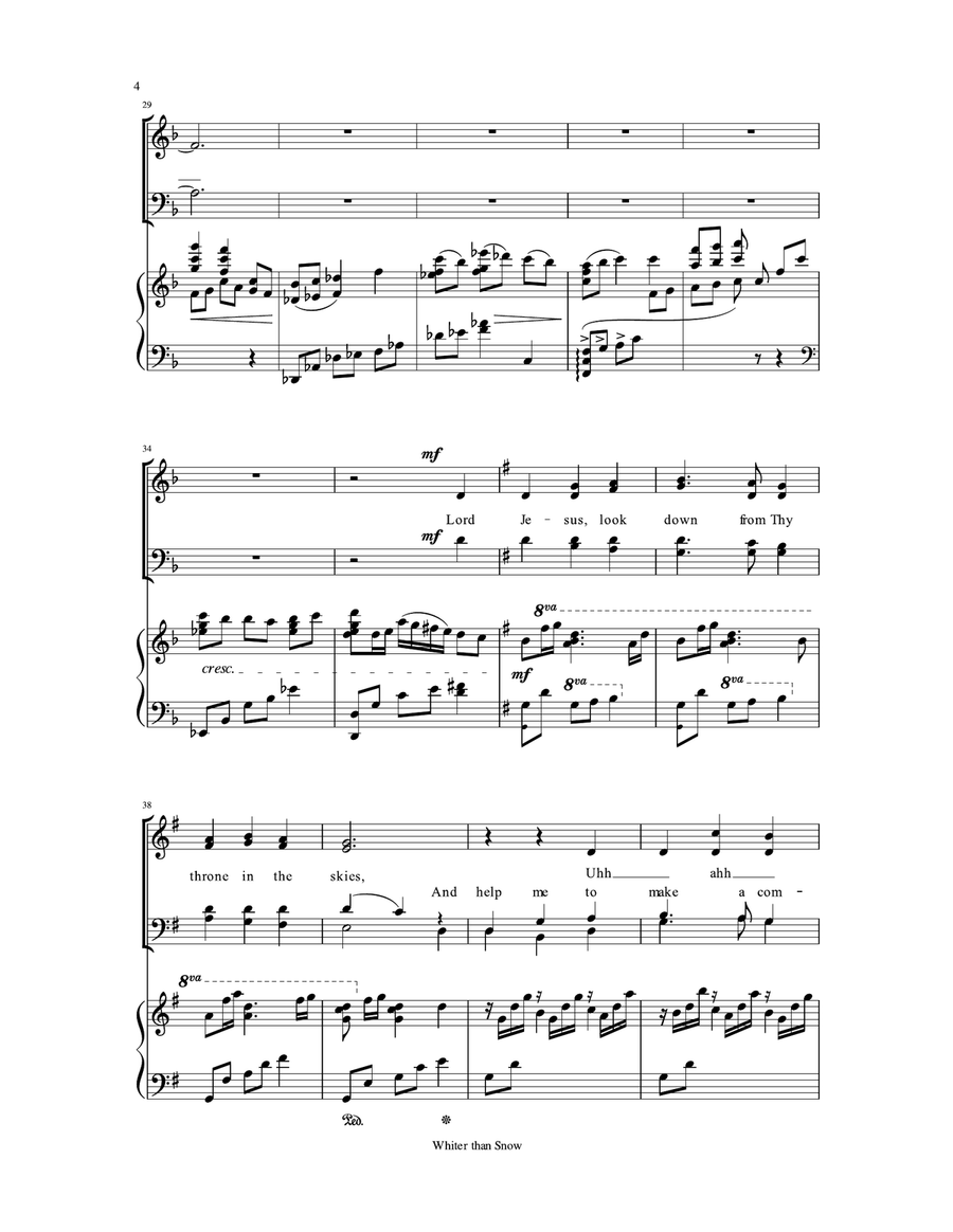 Whiter than Snow - SATB Arrangement 4-Part scores gallery preview page 4