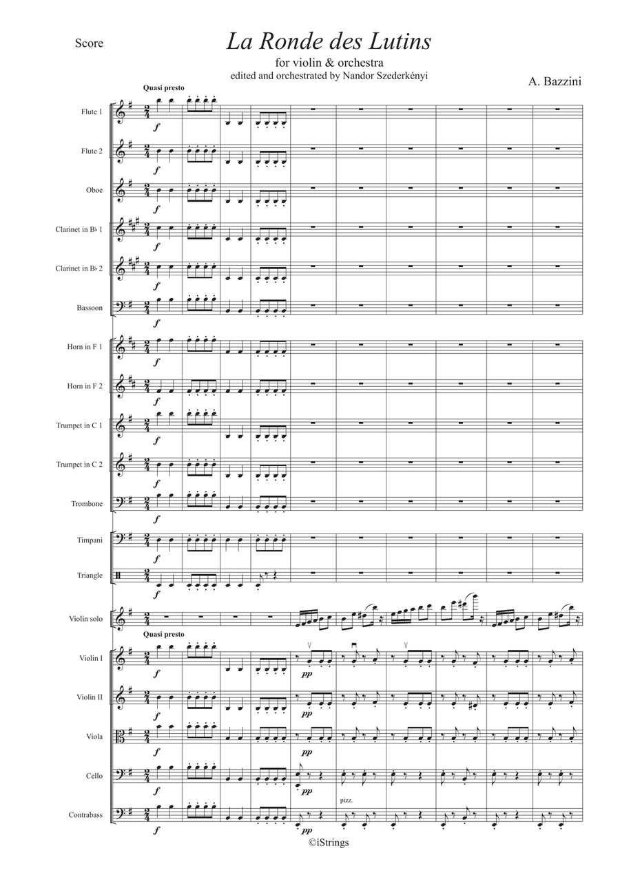 La Ronde des Lutins, violin with orchestra accompaniment; (score only) Full Orchestra scores gallery preview page 2
