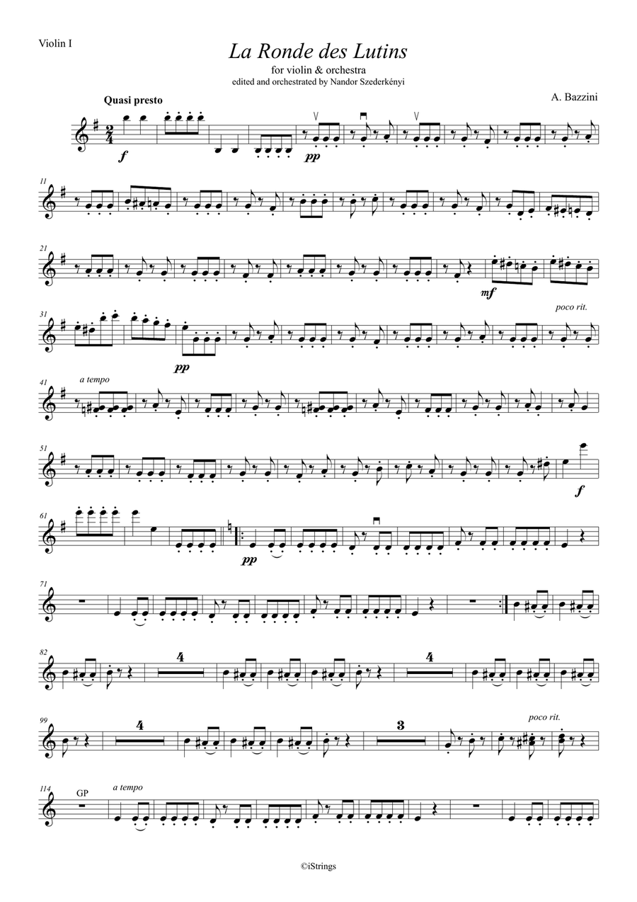 La Ronde des Lutins, violin with orchestra accompaniment; (parts only) Full Orchestra scores gallery preview page 3