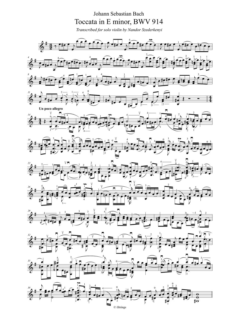 Toccata E minor for solo violin BWV 914 Violin Solo scores gallery preview page 2