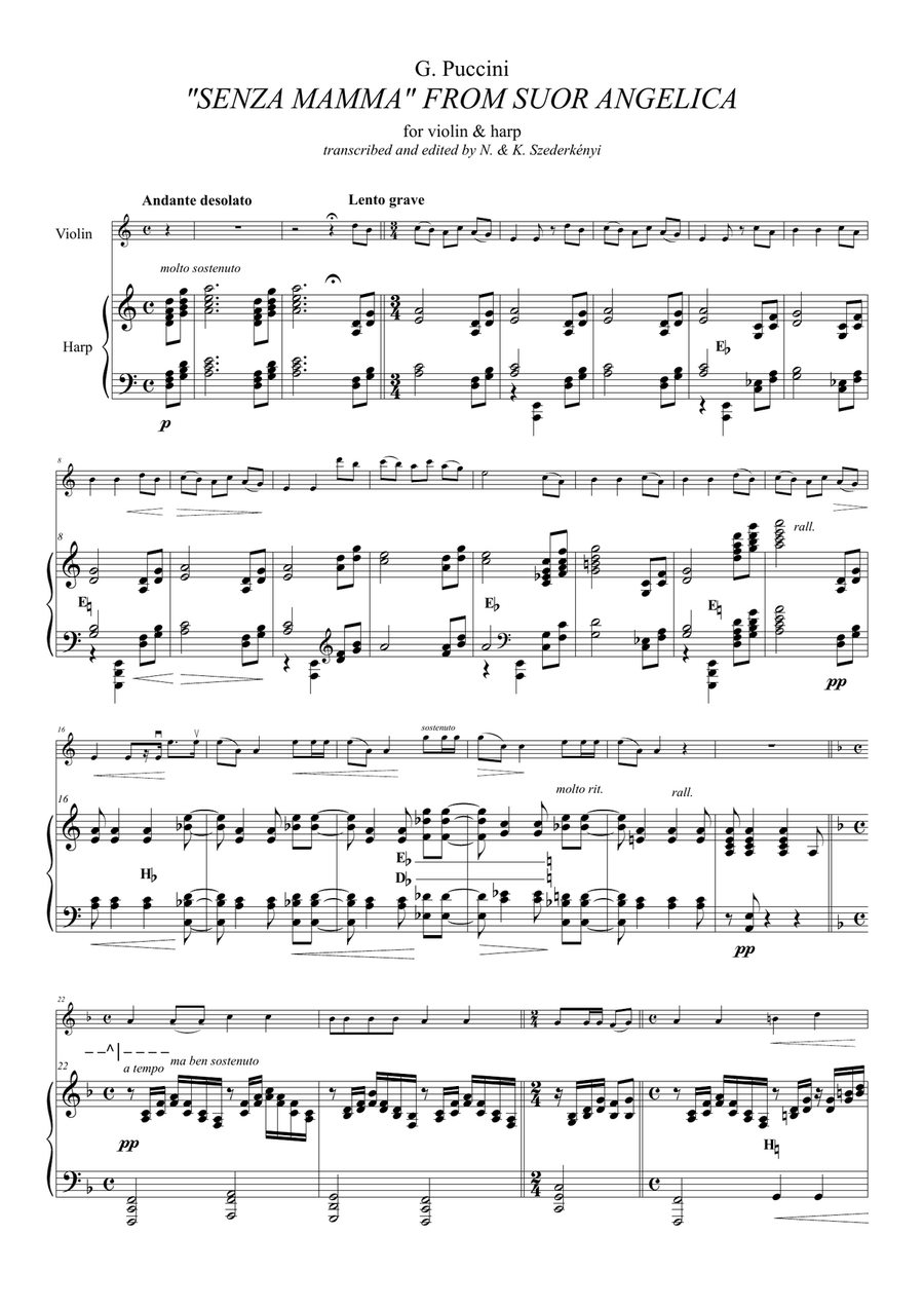 Four Famous Puccini Arias for violin & harp vol. 1 String Duet scores gallery preview page 6