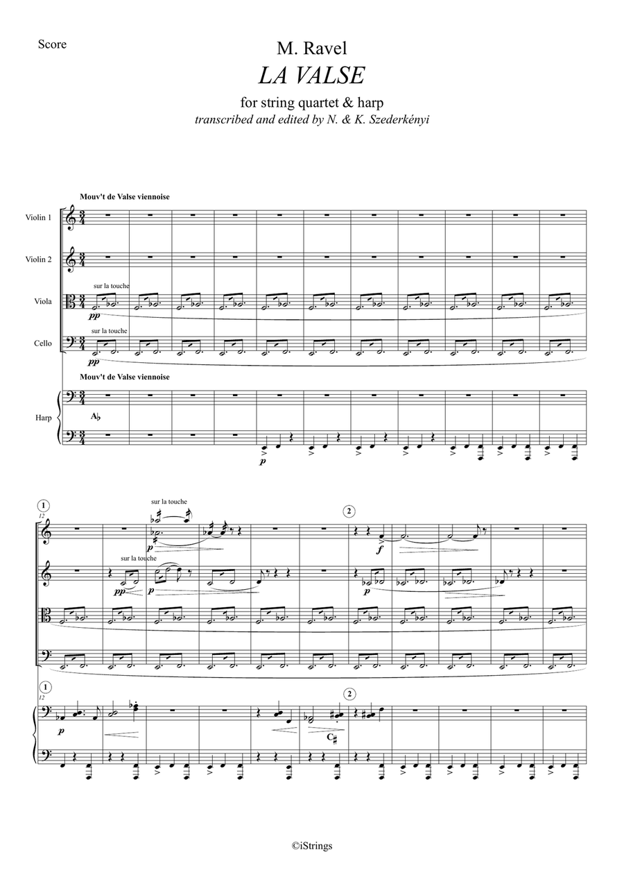La Valse for string quartet & harp (score only) Chamber Orchestra scores gallery preview page 2