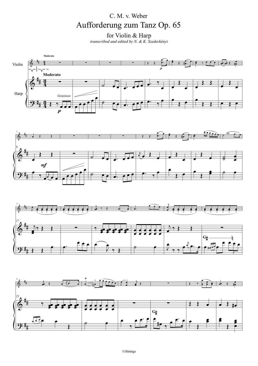 Invitation to the Waltz for violin & harp String Duet scores gallery preview page 2