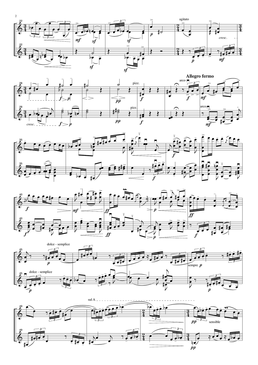 Sonata for two violins String Duet scores gallery preview page 3