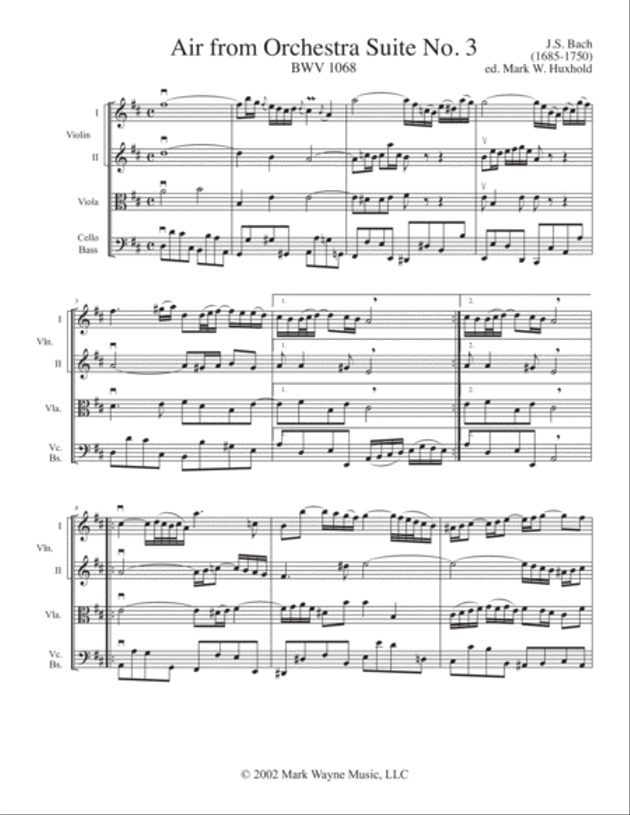 Air from Orchestra Suite No. 3 in D major, BWV 1068 String Orchestra scores gallery preview page 2