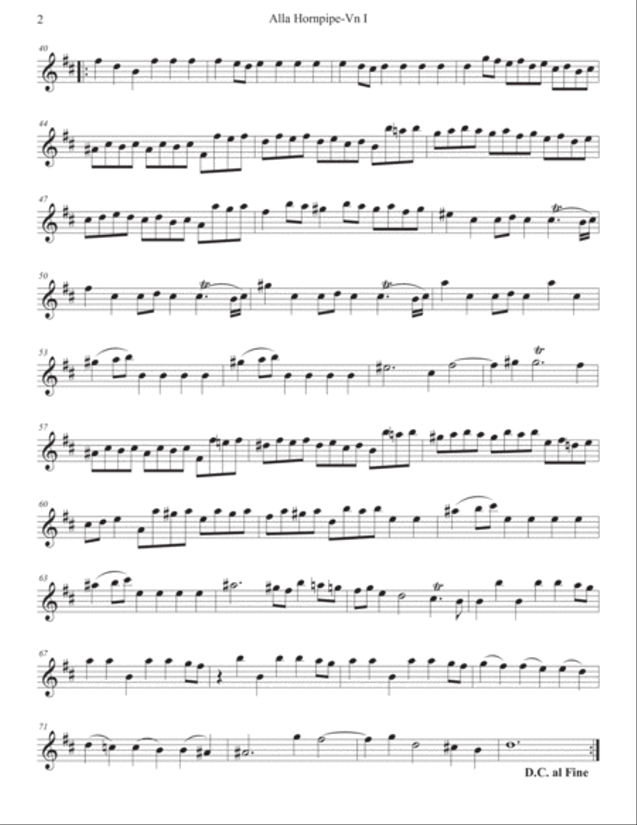 Alla Hornpipe from Water Music Suite No. 2 in D major String Orchestra scores gallery preview page 2
