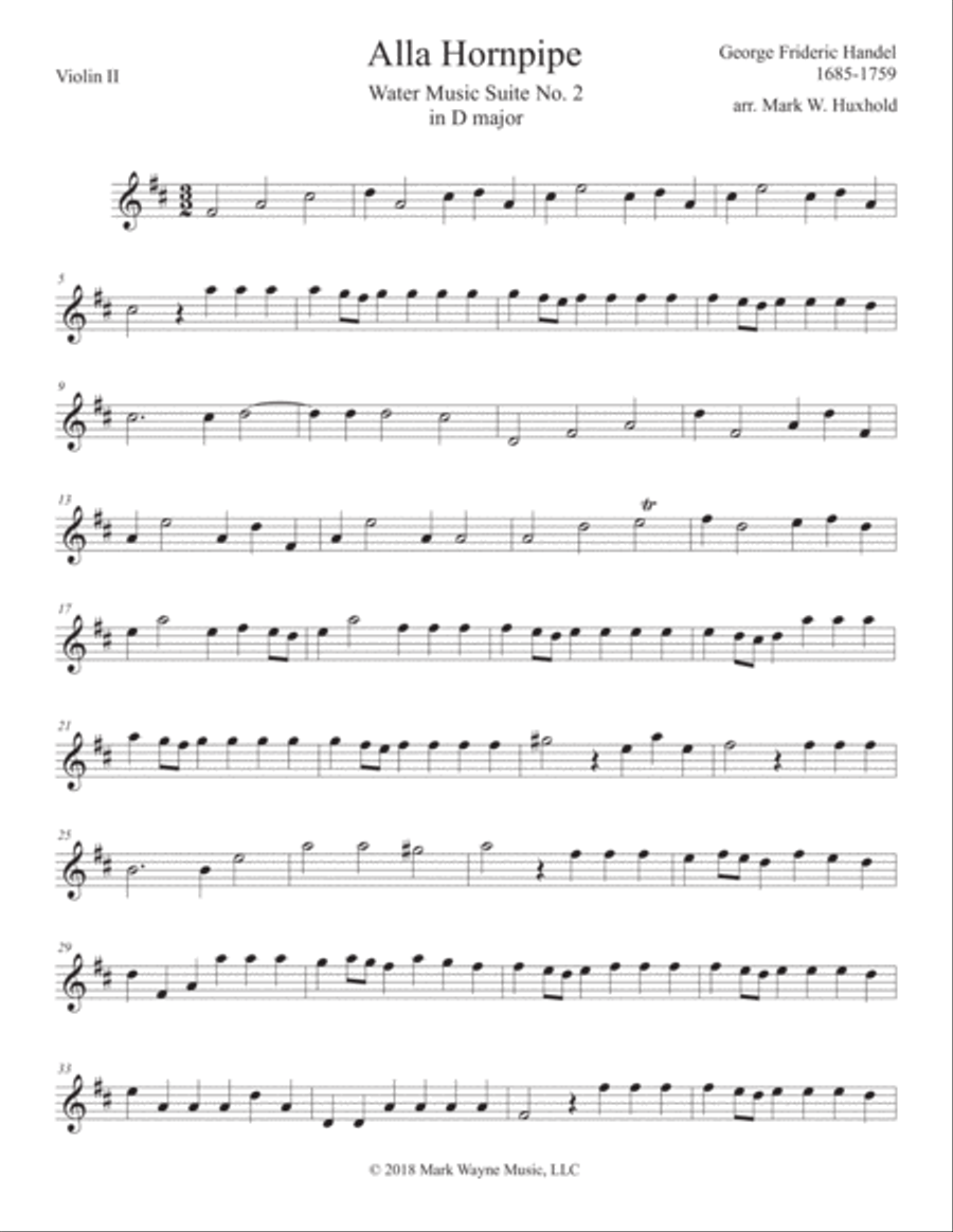 Alla Hornpipe from Water Music Suite No. 2 in D major String Orchestra scores gallery preview page 3
