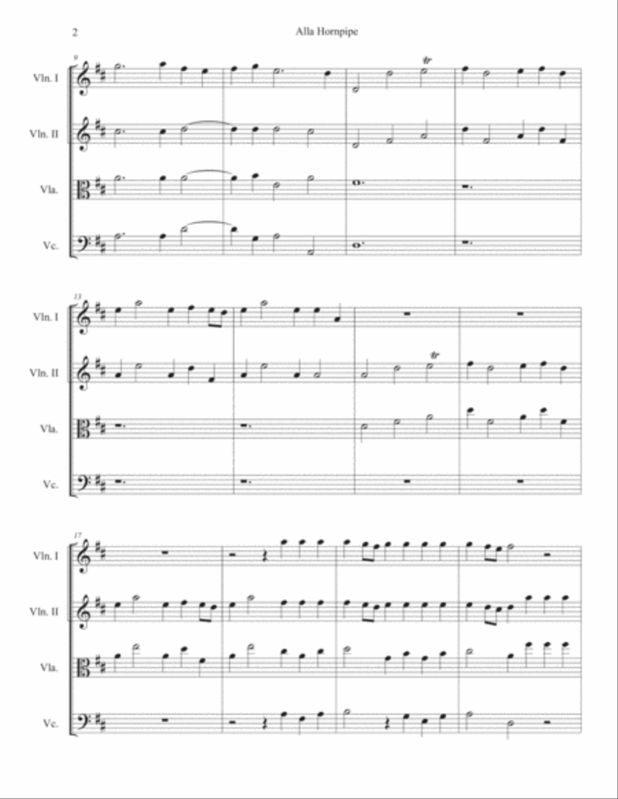 Alla Hornpipe from Water Music Suite No. 2 in D major String Orchestra scores gallery preview page 3