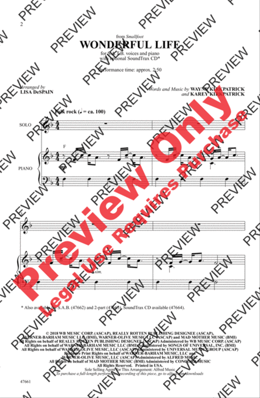 Wonderful Life Wonderful Life 4-Part scores gallery preview page 2