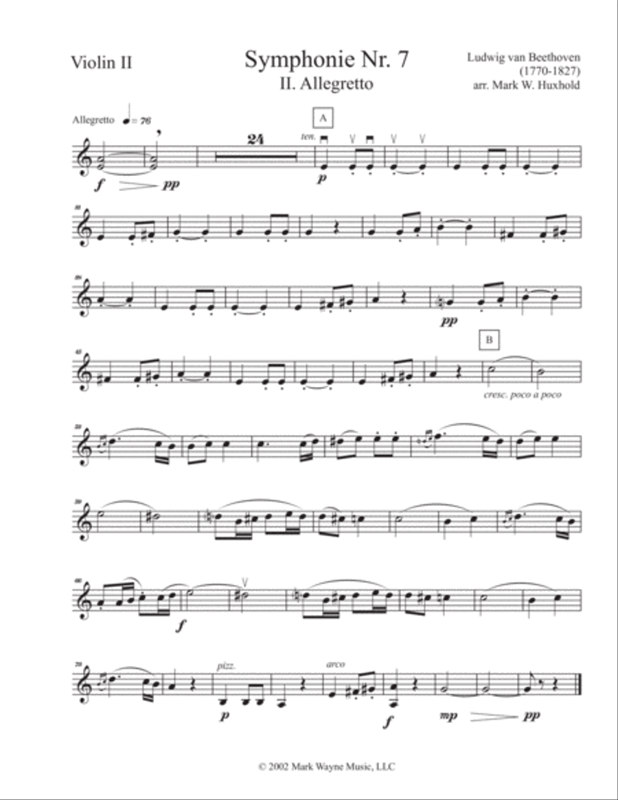 Symphony No. 7, II. Allegretto String Orchestra scores gallery preview page 1