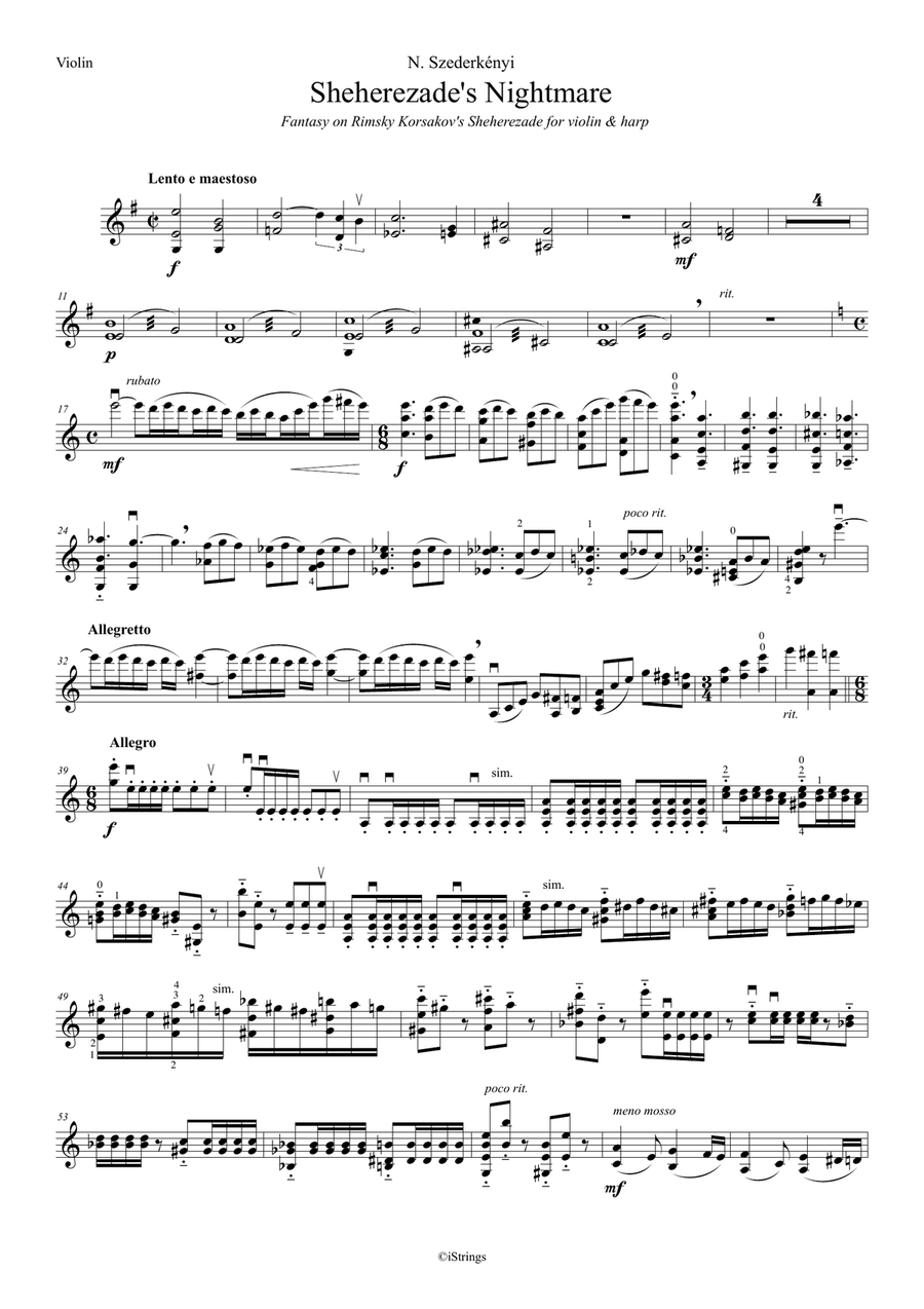 Sheherezade's Nightmare for violin & harp String Duet scores gallery preview page 2
