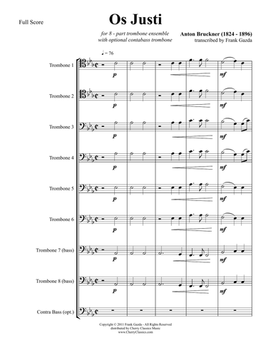 Os Justi for 8-part Trombone Ensemble