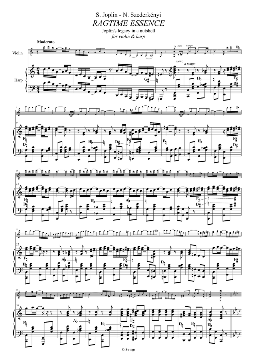 Ragtime Essence for violin & harp String Duet scores gallery preview page 5