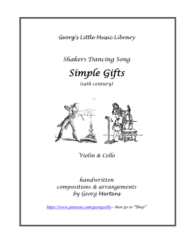Simple Gifts (Lord of the Dance) for violin & cello