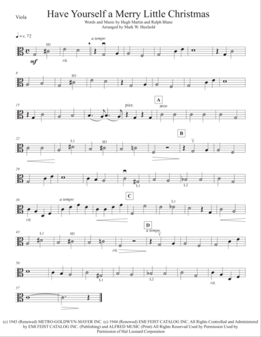 Have Yourself A Merry Little Christmas from MEET ME IN ST. LOUIS String Quartet scores gallery preview page 1