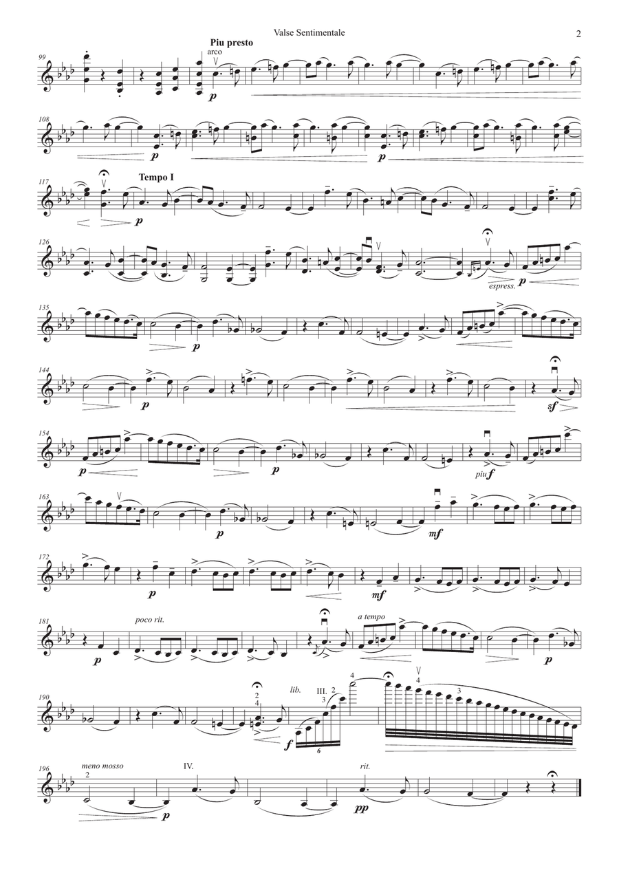 Valse Sentimentale for violin & harp String Duet scores gallery preview page 3