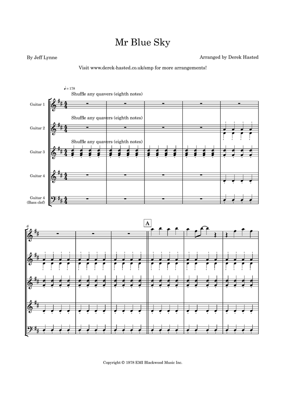 Mr. Blue Sky Guitar Ensemble scores gallery preview page 4