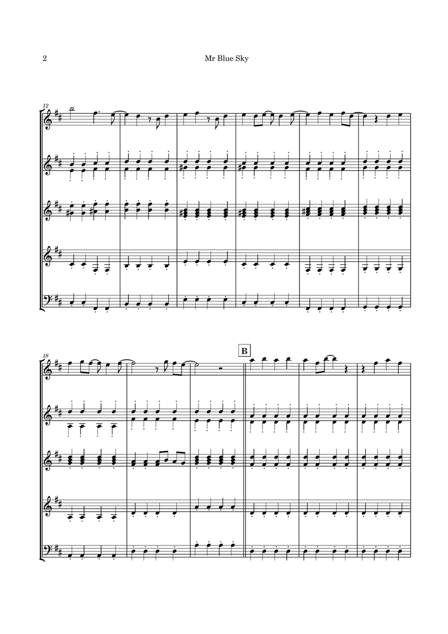 Mr. Blue Sky Guitar Ensemble scores gallery preview page 5