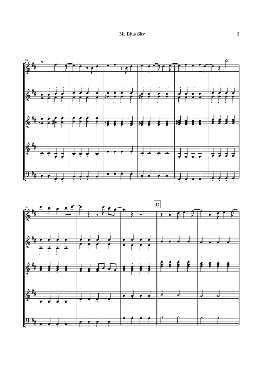 Mr. Blue Sky Guitar Ensemble scores gallery preview page 6