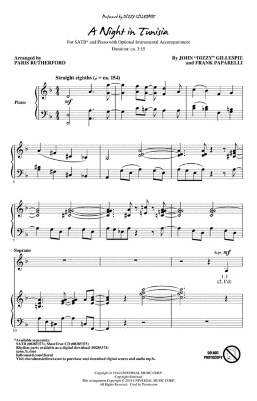 A Night in Tunisia Choir scores gallery preview page 2
