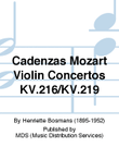 Cadenzas Mozart Violin Concertos KV.216/KV.219