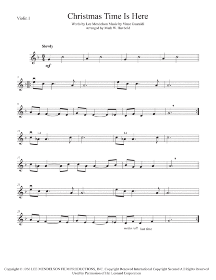 Christmas Time Is Here String Quintet scores gallery preview page 1
