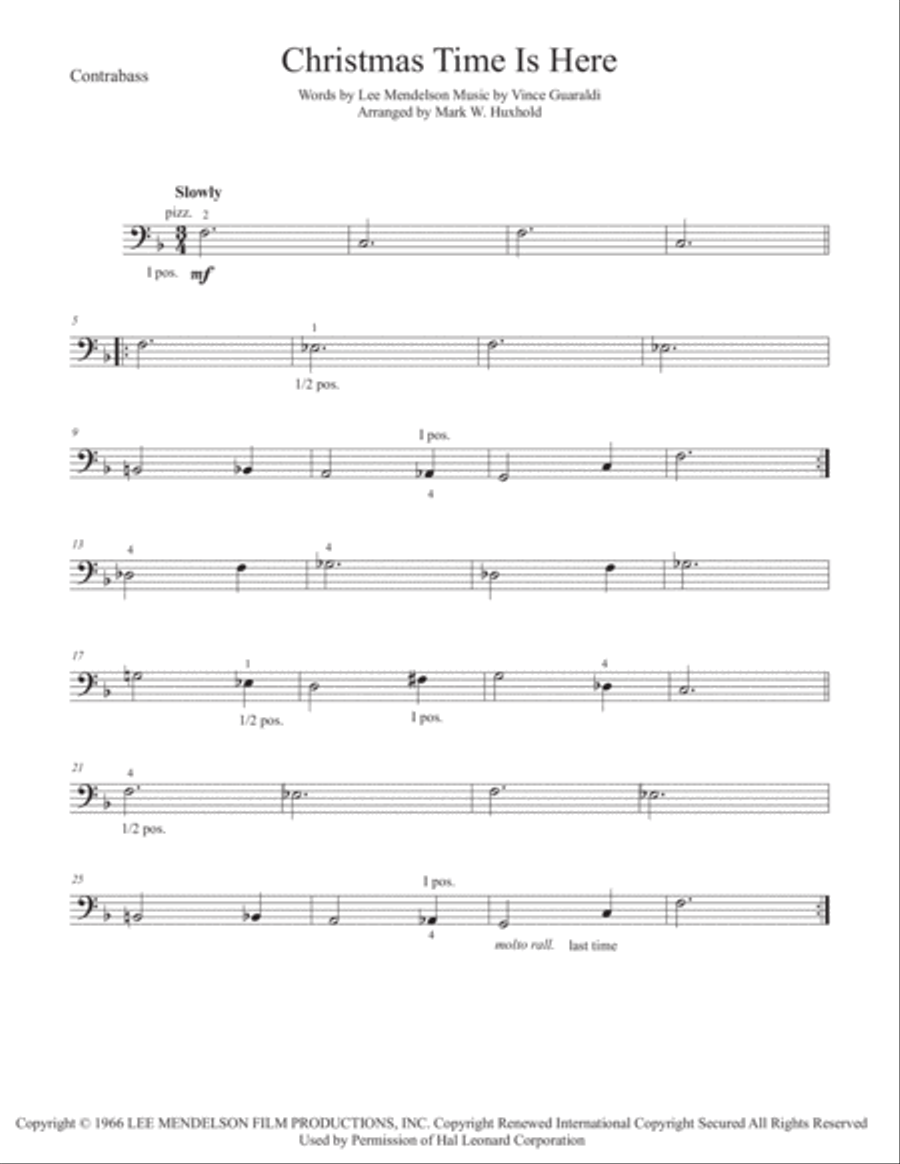 Christmas Time Is Here Double Bass scores gallery preview page 1