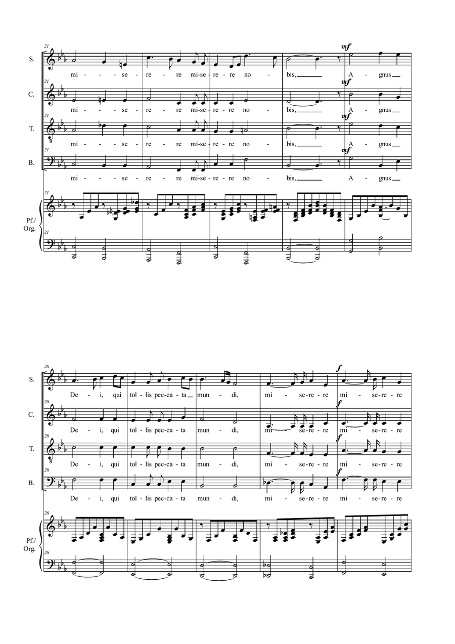 AGNUS DEI - G. Bizet - Arr. for SATB Choir and Organ/Piano - Score Only 4-Part scores gallery preview page 2