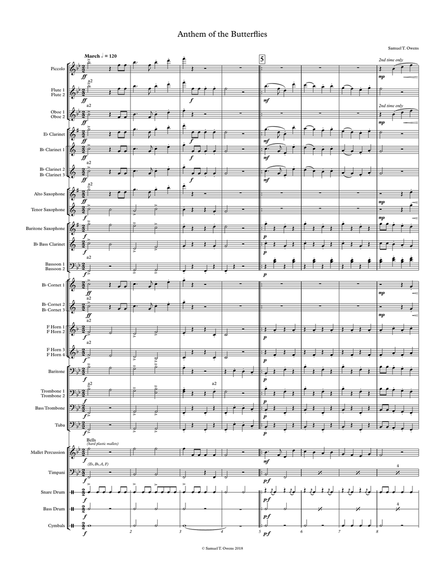 Anthem of the Butterflies (March) Concert Band scores gallery preview page 2