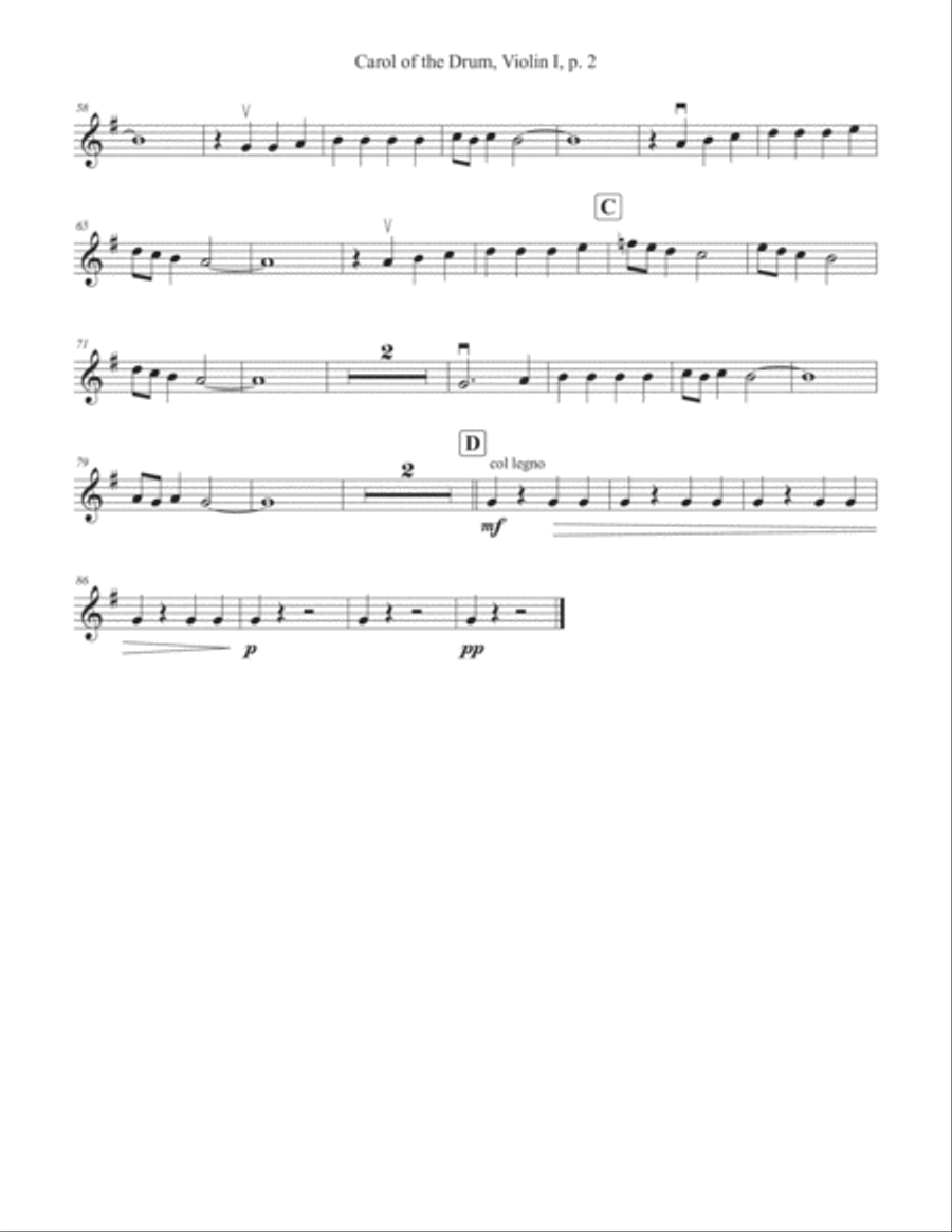 Carol Of The Drum String Quintet scores gallery preview page 2
