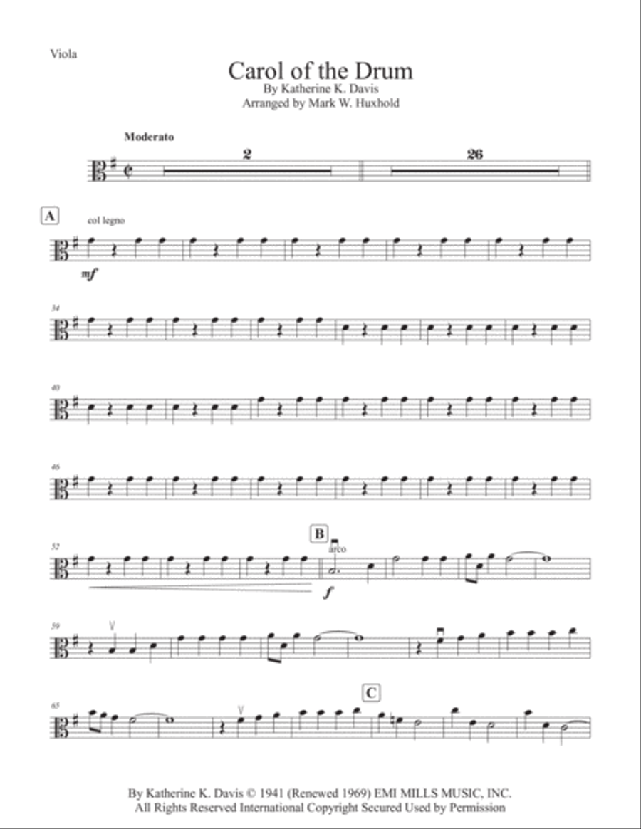 Carol Of The Drum String Quintet scores gallery preview page 5