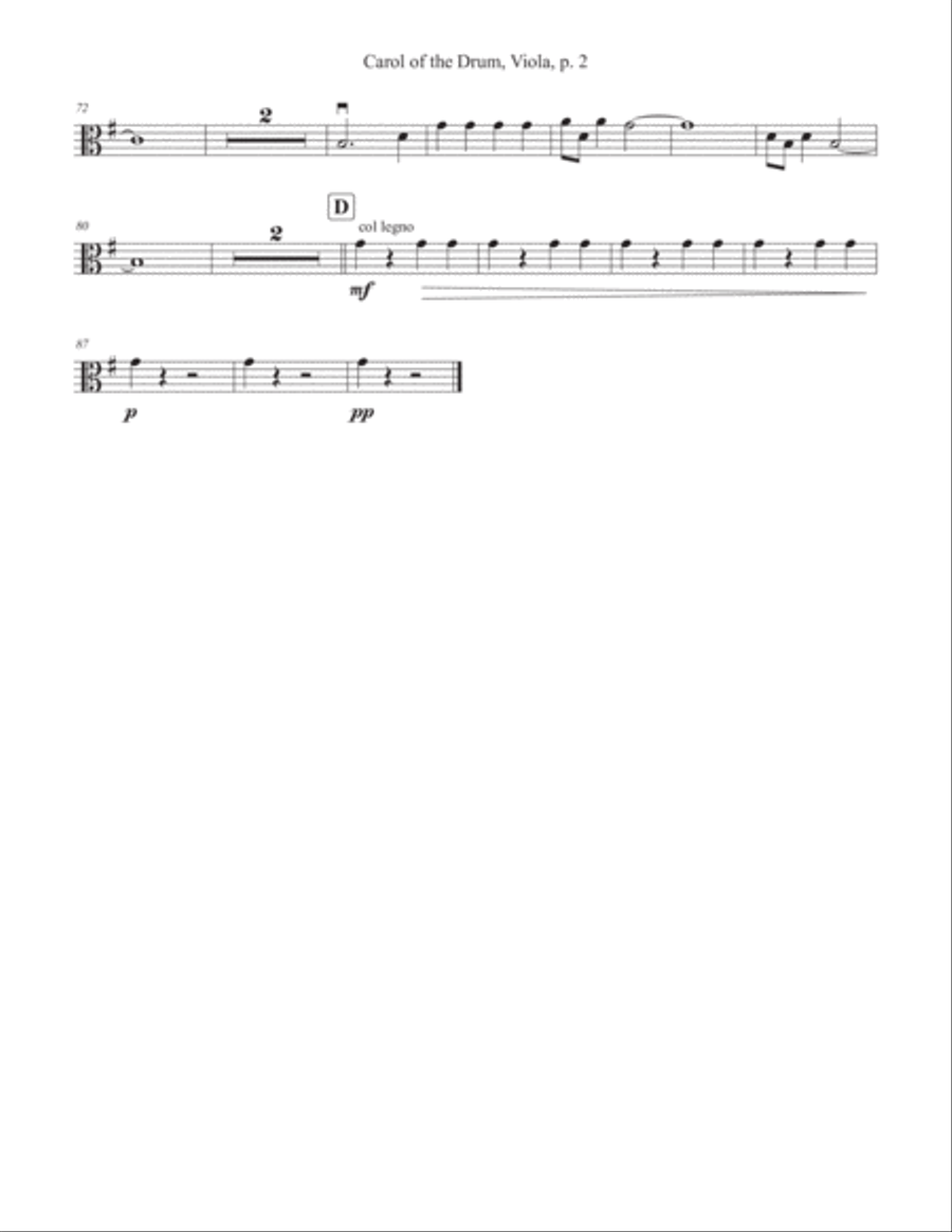 Carol Of The Drum String Quintet scores gallery preview page 6