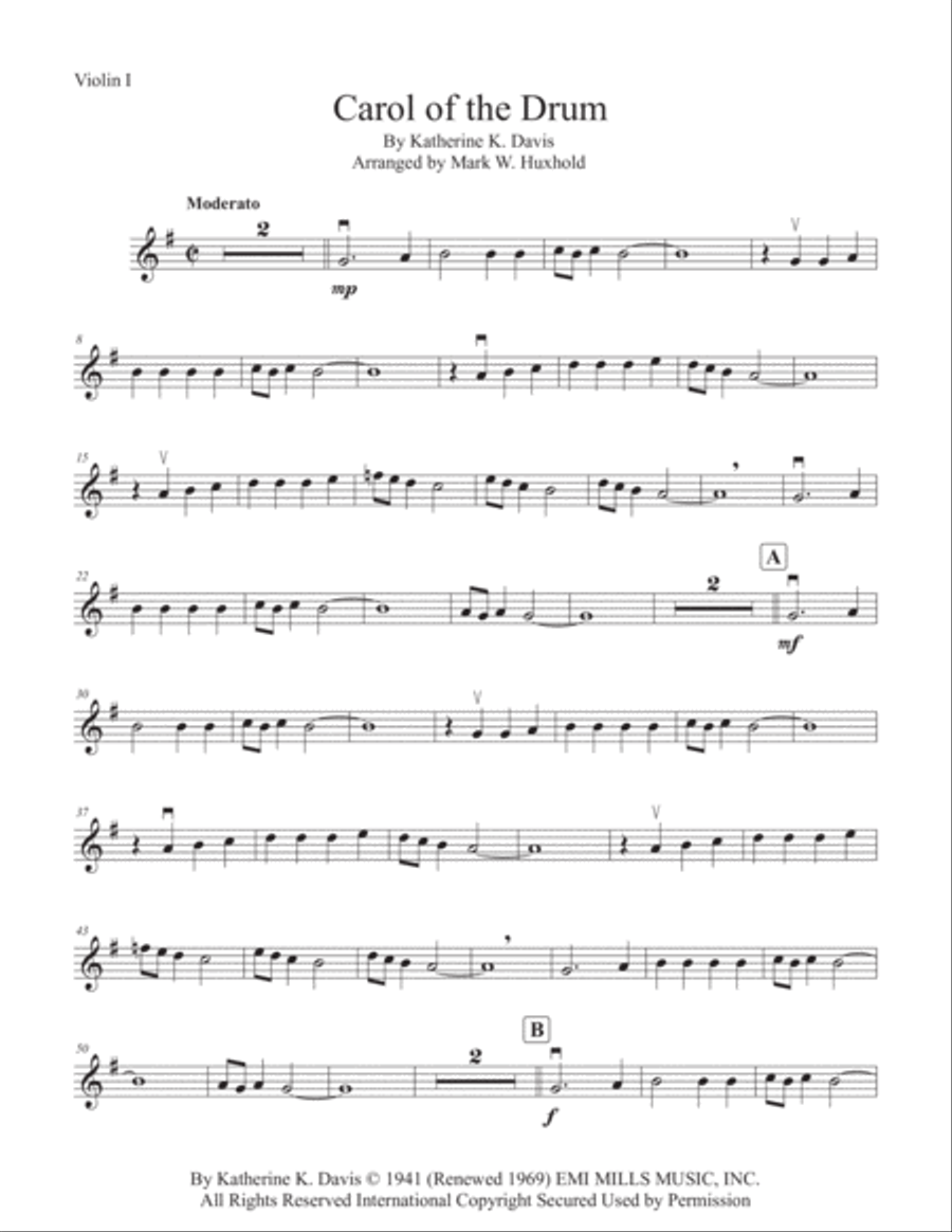 Carol Of The Drum String Quintet scores gallery preview page 1